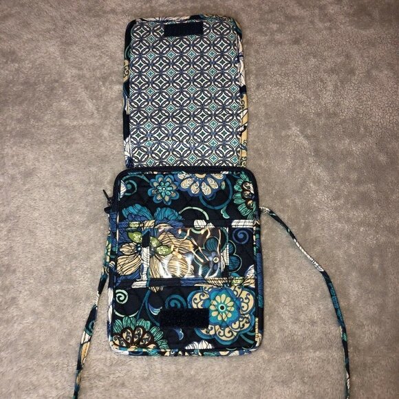Vera Bradley MOD FLORAL Blue Pattern Purse Crossbody Bag Wrap Around Zip - Picture 8 of 10
